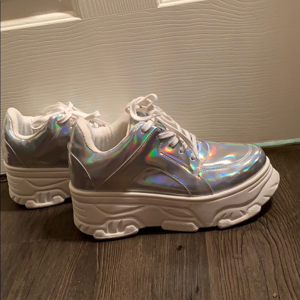 Holographic platform sneaker